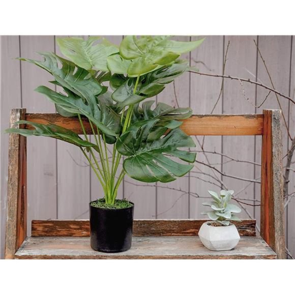 19" Fake Plants Artificial Palm Tree in Pot Indoor / Outdoor Home Office Decor - Picture 6 of 6